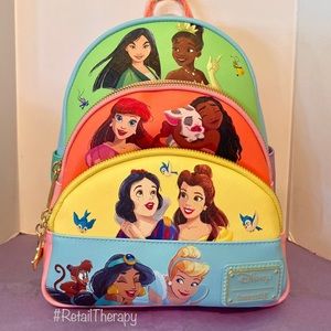 Loungefly Disney Princess Triple Pocket Color Block Mini Backpack